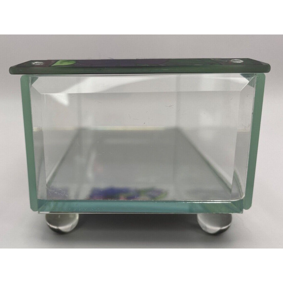 Pre-owned Hand painted Joan Baker Designs 4.75" x 2.25" Glass Box W/Mirror ONLY - Picture 7 of 9